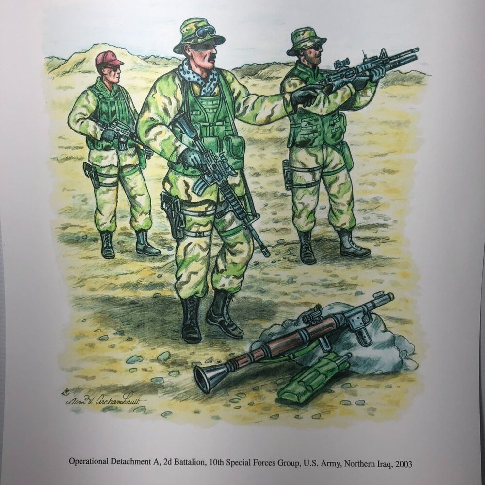 US Army Special Forces Military Uniforms Iraq 2d Battalion Print Plate